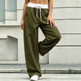 thumbnail image 4 of Dagugfen Sweatpants for Women Drawstring Straight Leg Elastic Waist Loose Fitted Breathable Casual Pants with Pockets(S,Army Green), 4 of 7