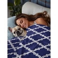 thumbnail image 3 of Quatrefoil Moroccan Pattern Queen Size Flat Sheet, Wrinkleproof & Fadeproof Cooling Flat Bed Sheet Only, Geometric Blue Morocco Breathable Soft Bedding Top Sheets 90 x 102 Inches, 3 of 8