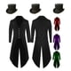 thumbnail image 4 of Chaqueta de frac vintage para hombre, disfraz medieval steampunk, talla grande 5XL, abrigo de mago gótico, maestro de ceremonias con sombrero mágico, 4 of 5