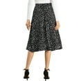 thumbnail image 3 of MODA NOVA Junior's Summer Floral Print Chiffon Waistband Midi A Line Skirt Black 9, 3 of 5