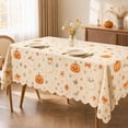 thumbnail image 7 of Cute Ghost Pumpkin Halloween Tablecloth, Floral Bow Printed Rectangular Scalloped Edge Decorative Table Cover for Diningroom Apartment Wedding, 7 of 7