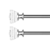 WL.Rocaille Acrylic Crystal Ball Curtain Rod - 3/4" Adjustable, Matte Black, 86-120 Inch