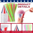 TRAHOO300 Pcs 6oz Snow Cone Cups and 300 Pcs Spoon Straws Disposable