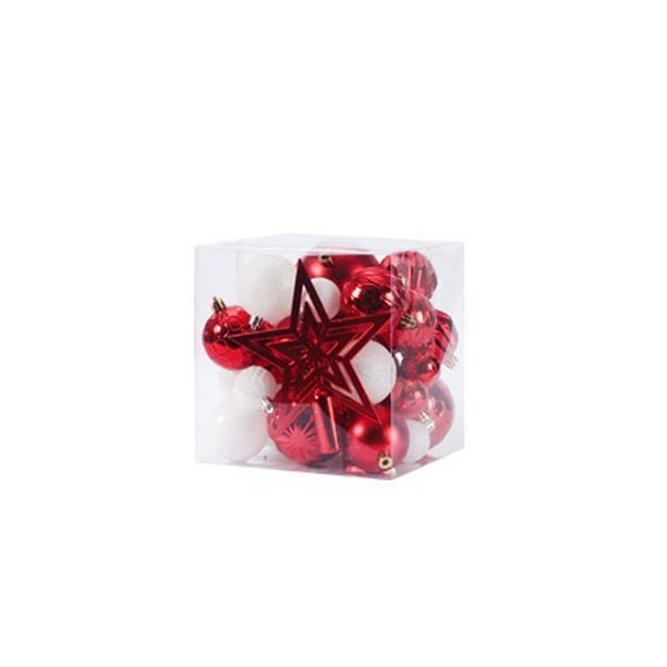 Bearachild Paquete de 45 bolas de Navidad Set DIY Tree Party Festival Atmósferas Colgante de Navidad Reutilizable Decoración de fotografía al aire libre Kits de decoración para fiestas rojo blanco Bearachild HA065297-04B