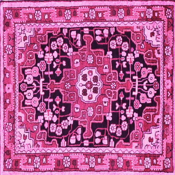 Ahgly Company Indoor Square Persian Pink Traditional Area Rugs, 7' Square