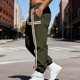 thumbnail image 5 of Ceisia Men Solid Color Loose Casual Pants Elastic Waist Drawstring Sports Gift Work Trousers, 5 of 9