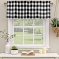thumbnail image 3 of Black White Plaid Valances for Windows, Gradient Geometric Buffalo Checkered Light Filtering Kitchen Curtains, Rod Pocket Window Valance Curtains for Living Room Bedroom, 60" W x 18" L, 2 Panels, 3 of 9