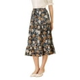 thumbnail image 4 of INSPIRE CHIC Women's Floral Sunflower Midi Tiered Chiffon Swing A-Line Skirt, 4 of 6