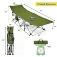 thumbnail image 2 of Costway Folding Camping Cot Heavy-Duty Outdoor Cot Bed w/ Side Storage Pocket Green, 2 of 11