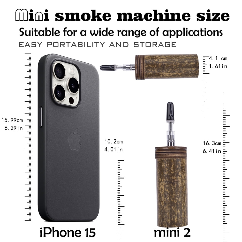 Mini Fog Machine Brown Bamboo，Mini Handheld Smoke Machine Wireless Remote Control Smoke Maker for Videos Photography Outdoor Activities Party Stage Effect