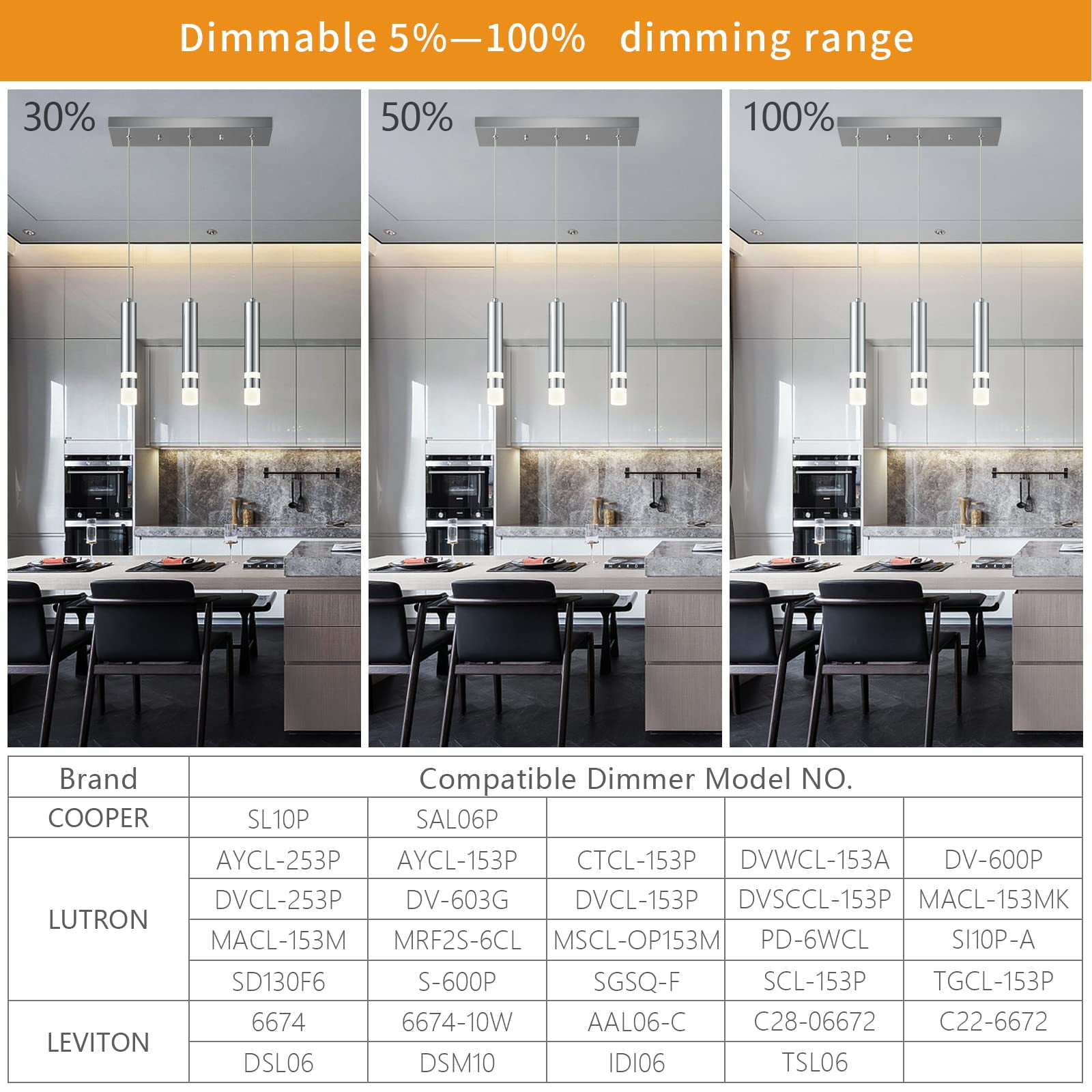ZHLWIN 3-Light Modern Pendant Light Kitchen Fixture with Dimmable LED Chrome Mini Pendant Lighting for Diningroom Kitchen Island Study