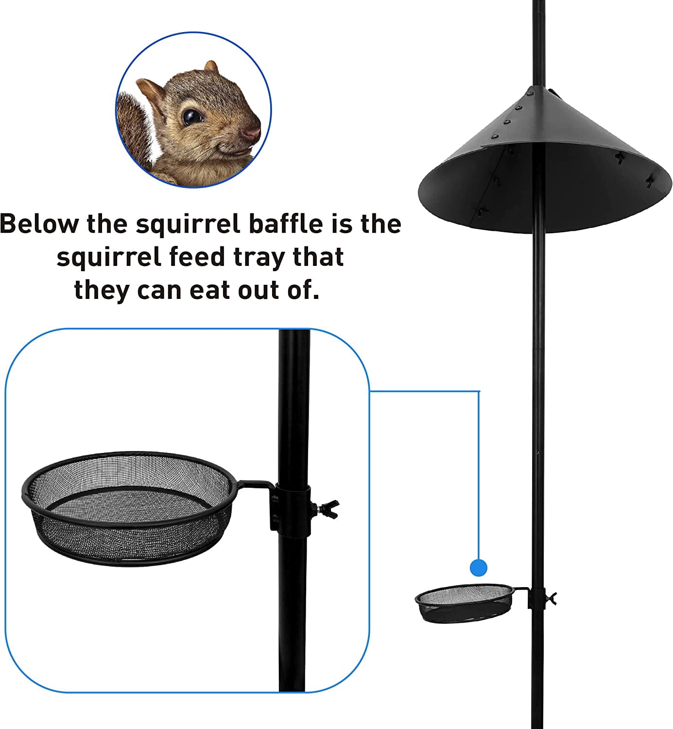 EasyGo Products Squirrel Proof 81" Tall Bird Feeder Dome with 2 Bird Feeders, Black