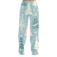 thumbnail image 4 of Women's Christmas Printed Plush Casual Pants with Drawstring Elastic Waist, Long Trousers for Home and Casual Wear, Comfortable Design,Mint Green,3XL, 4 of 6