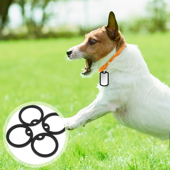Pawsdot 4 Pcs Round Dog Tag Silencer for Rubber Noise Reduction Pet Owners