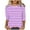 Purple, variant on Women's Elbow Sleeves Top Stripe Print Round Neck Slim Tee Casual Printed T-Shirt Color Block 3/4 Sleeve Blouses Cute Crew Neck T Shirts Loose Three Quarter Length Dressy Blouses