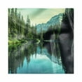 thumbnail image 1 of Glacier National Park Decorative Napkins Set of 4, Tree and Mountain Reflections on Calm Water, Silky Satin Fabric for Brunch Dinner Party, 18", Olive Green Seafoam, by Ambesonne, 1 of 2