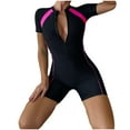 thumbnail image 2 of Rciityk Women's Short Sleeve Ones piece Diving Swimsuit Surfing Swimming Snorkeling Front Zipper Wetsuit for Water Sport, 2 of 6