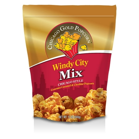 - Chicago Gold Popcorn - Windy City Mix Cheese & Caramel Popcorn Gusset bag