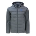 thumbnail image 2 of Men's Cutter & Buck Gray Los Angeles Rams Throwback Evoke Hybrid Eco Softshell Recycled Full-Zip Hoodie Jacket, 2 of 3