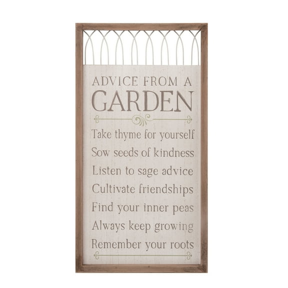 Transpac 17.95 in Multicolor Spring Garden Advice Wall Decor Wood Sign Panels for Home and Garden Decoration