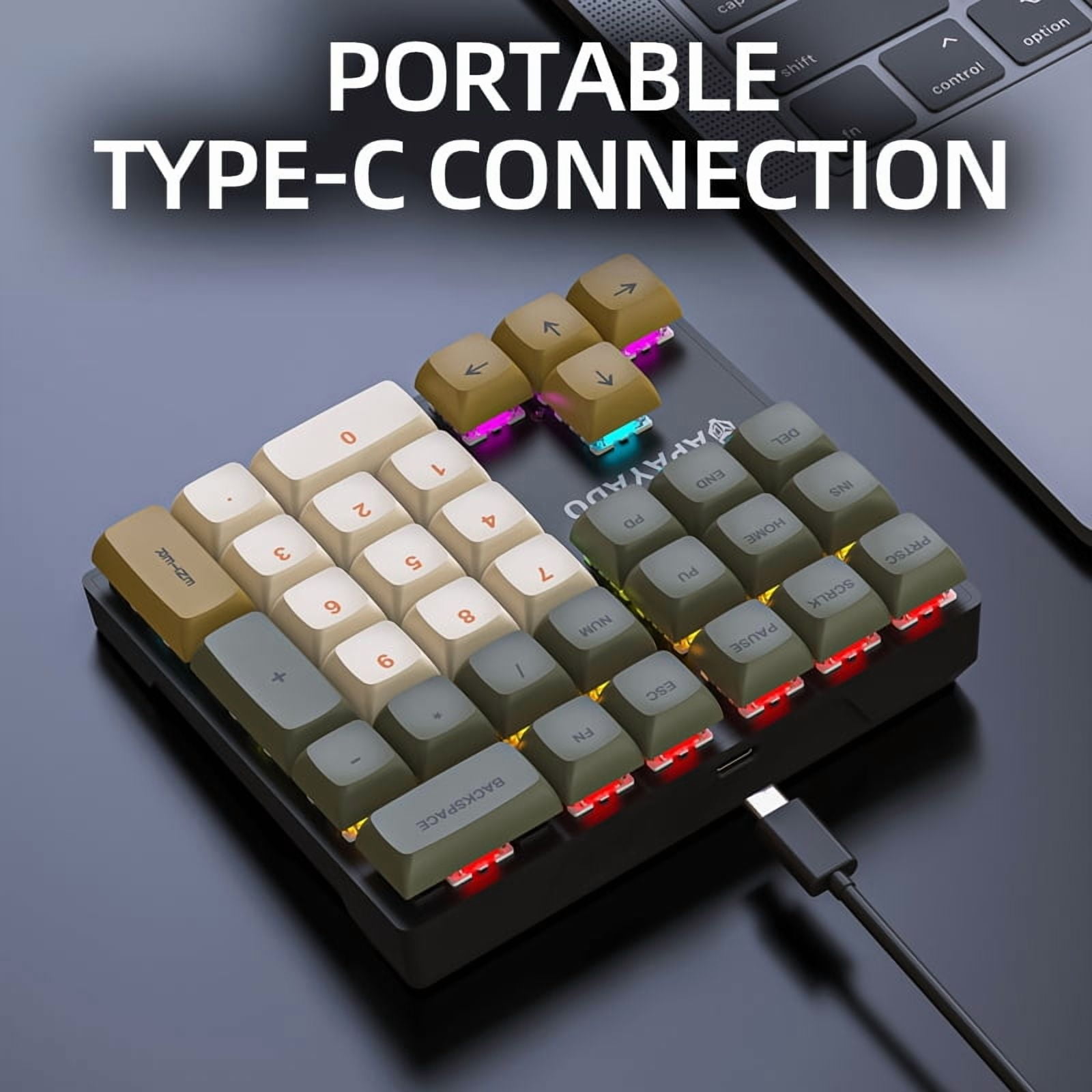 APAYADO K33 Mini Numeric Keyboard 33Keys,Blue Mechanical Shaft,RGB,PBT Keycaps for Treasury / Accounting / Finance