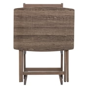 Mainstays 5-Piece XL Rubberwood and MDF Folding TV Tray Set with Storage Rack, Rustic Gray