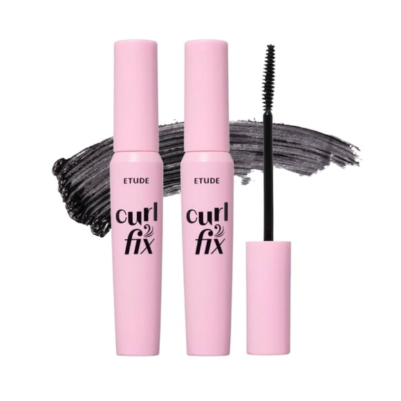 Set de máscara ETUDE Curl Fix (1+1), color negro, 23AD, 24 horas, resistente al agua