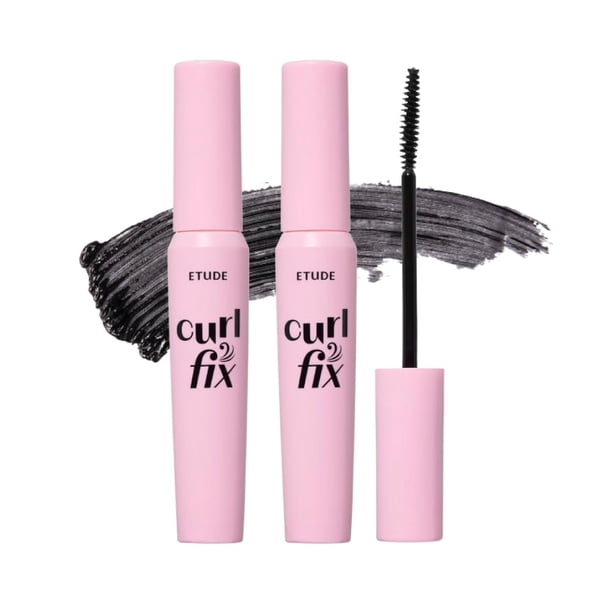 Set de máscara ETUDE Curl Fix (1+1), color negro, 23AD, 24 horas, resistente al agua