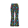 thumbnail image 3 of Rggeeun Baby Girl's Yoga Pants Cute Colorful Floral Pattern Stretch High Waist Slim Fit Bootcut Ankle Length For All Season Club Party Classic Trousers,Black,3-4 Years, 3 of 3