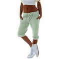 thumbnail image 3 of Casual Women Low Waist Solid Color Jogger Capri Pants with Pocket, 3 of 4