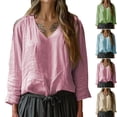 thumbnail image 7 of Dxzfnsa Womens 2025 Fall Sweaters Casual Long Sleeve Ribbed Knit Pullover V Neck Lightweight Crochet Pullover Sweater Top S-5XL, 7 of 7