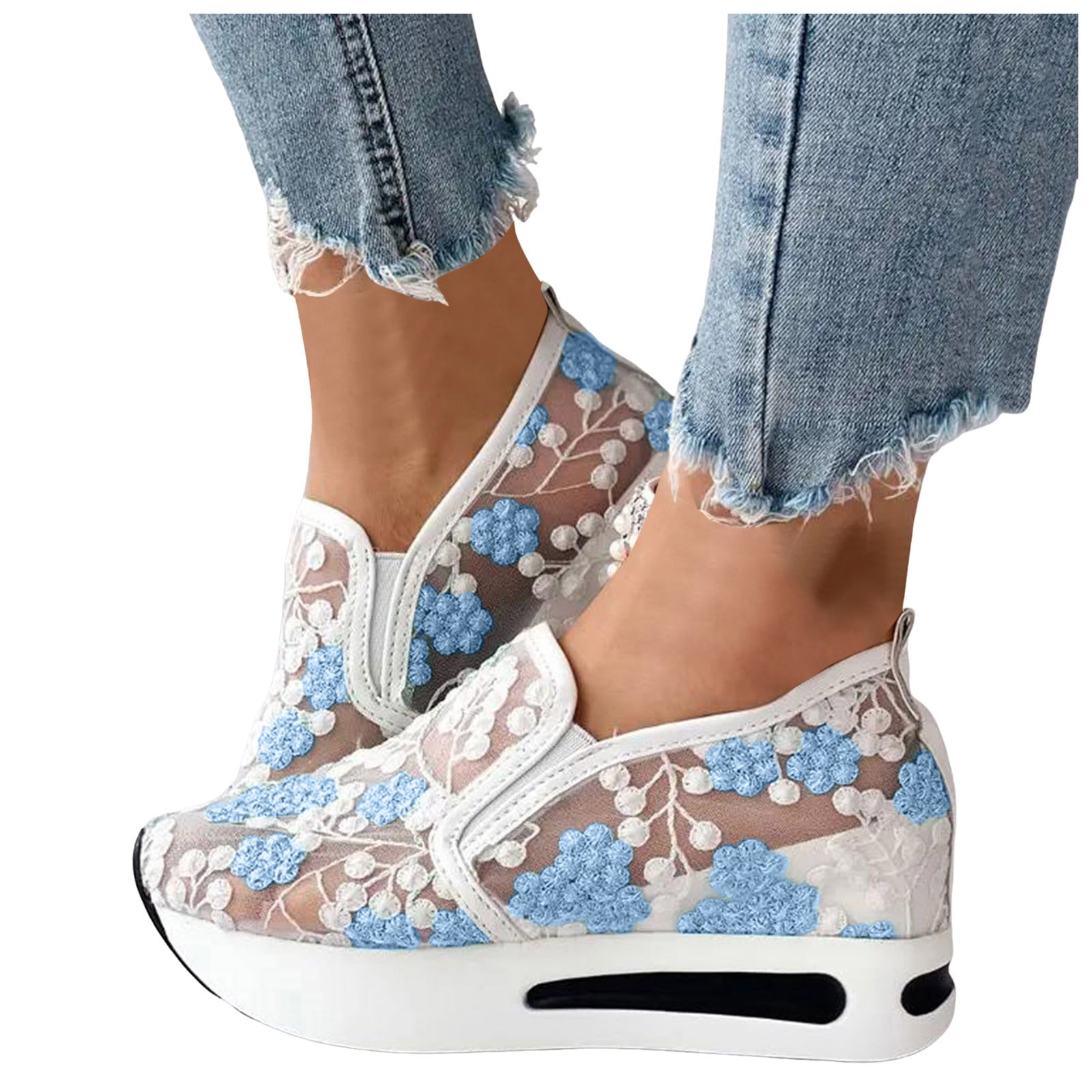 Dakaela Fashion Sneakers for Women 2025 Platform Slip on Walking Shoes Mesh Wedge Dressy Casual Loafers