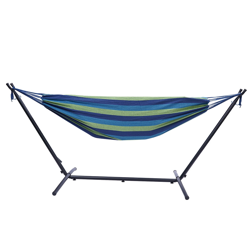 Lowestbest Double Cotton Hammock, 112" Large Size Double Classic Hammock with Space Saving Steel Stand, 450 lb Capacity Lowestbest Double Cotton Hammock, 112" Large Size Double Classic Hammock with Space Saving Steel Stand, 450 lb Capacity