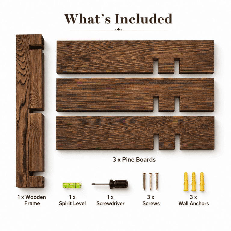 Mehoom 3-Tier Wooden Floating Wall Shelf, Rustic Brown 20-Inch photo 3