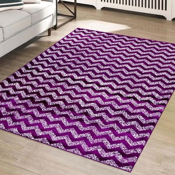 Luxe Weavers Chevron Purple 8x10 Area Rug, Stain Resistant Moroccan Geometric Carpet