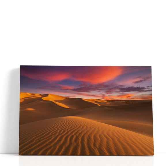 The Sahara Desert During Sunset - Wrapped Canvas Print Wall Art | 18" W x 12" H