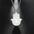 thumbnail image 6 of Fatima's Hand Lotus Pendant Necklace Stainless Steel Amulet Jewelry Gift, 6 of 9