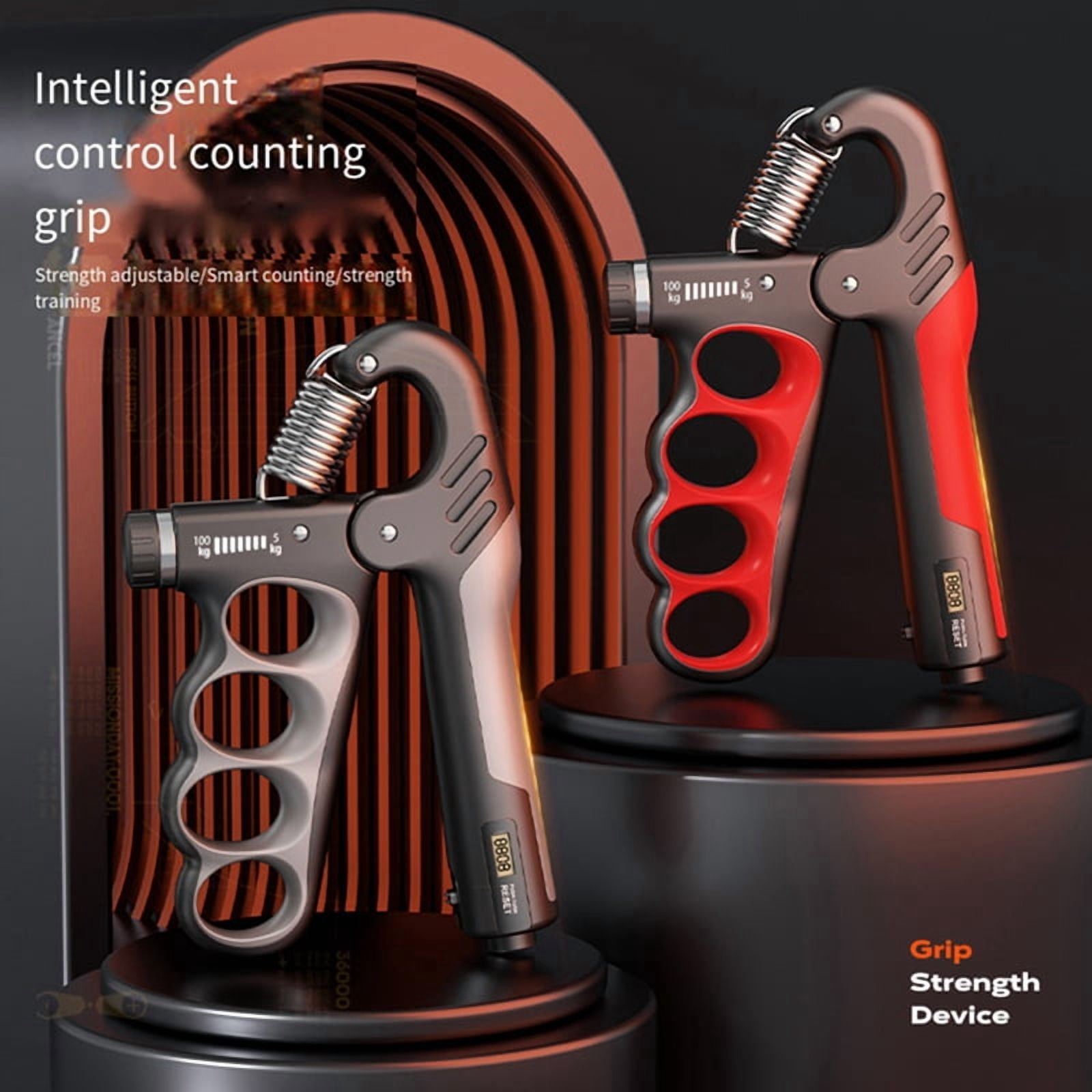 Adjustable Electronic Counting Hand Grip Strengthener for Men Women Adult Muscle Recovery Fitness Red,2 x Grip Trainer,Red