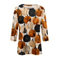 thumbnail image 4 of Womens Halloween Shirts Pumpkin Bat Print 3/4 Sleeve Horror Blouse Witch Hat Loose Fit Crew Neck Cute Scary T-Shirt 2XL, 4 of 6