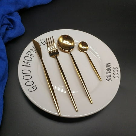 

TOPOINT Hot sale Nordic Ins style light craft rosegold high quality stainless steel table table fork soup spoon coffee spoon tableware set Gold