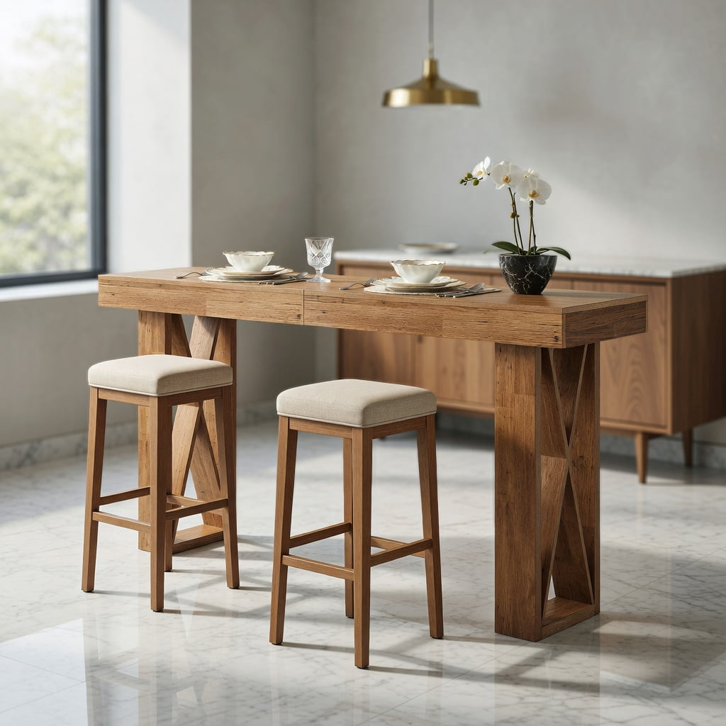 Hommoo 63 Inch Rectangular Counter Height Bar Table with X-Frame Design, Modern Rustic Pub Table for Kitchen, Dining, or Home Office, Walnut