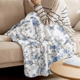 thumbnail image 4 of Throw Blanket for Couch Blue Floral Soft Fleece Flannel Blankets Cozy Lightweight Blanket for Home Sofa Living Room Bird Flower Bed Throws 30" x 40", 4 of 9