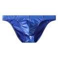 thumbnail image 2 of oelaio Men's Brief Throng Faux Leather Briefs Low-Rise High-Cut G String Underwear Blue M, 2 of 4