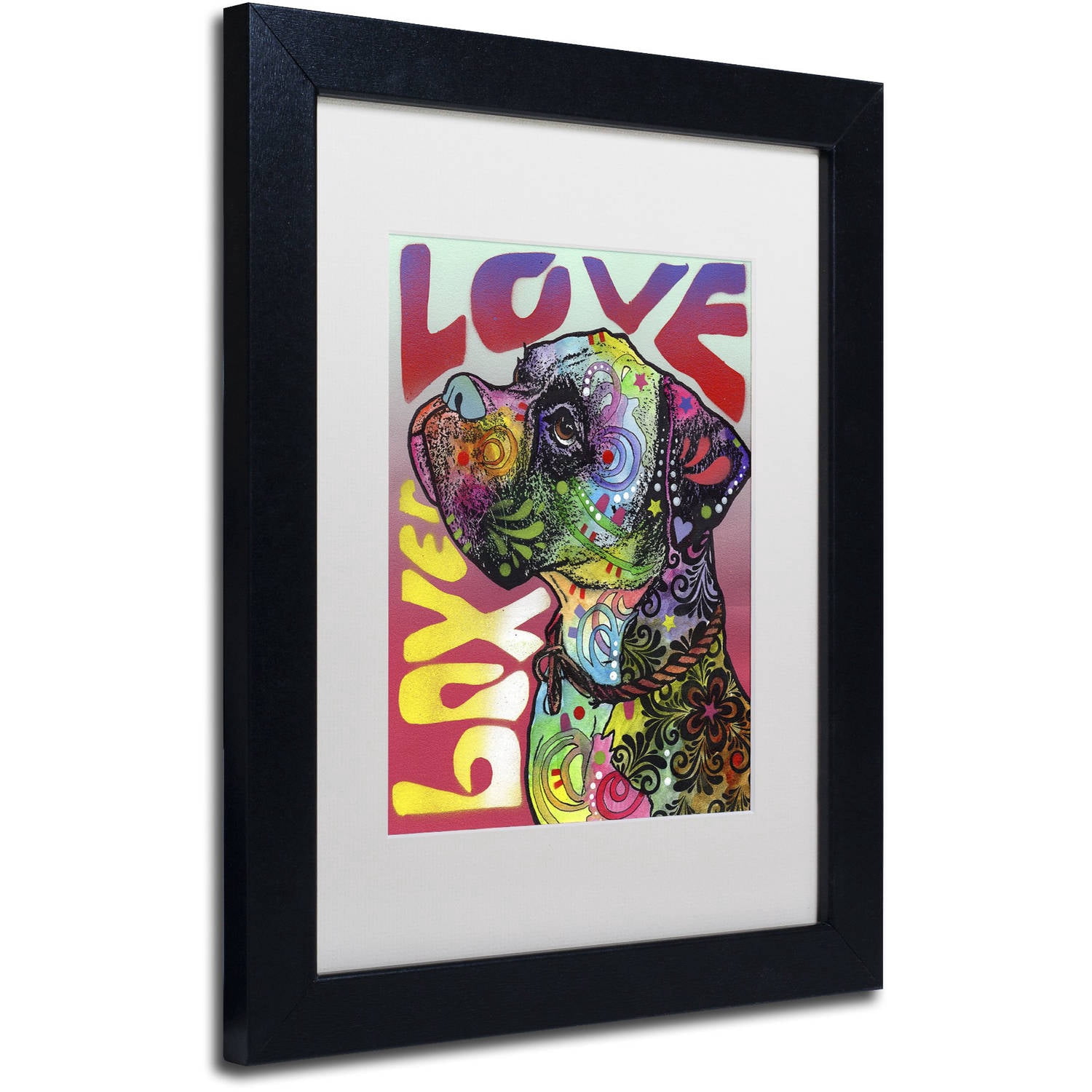 Trademark Fine Art 'Boxer Luv' Canvas Art by Dean Russo, White Matte, Black Frame
