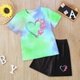 thumbnail image 2 of ZHANGDER Toddler Girls Summer Outfits 1T 2T 3T 4T 5T T-Shirts Shorts Clothing Set Short Sleeves Cute Summer Short Set 2 Pieces Shorts Set, Green 3-4T, 2 of 4