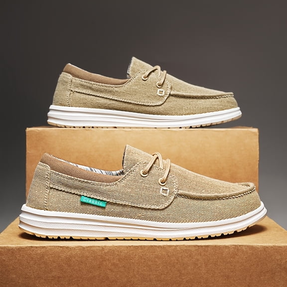 Men'S Summer Casual Slip-On Loafers - Brown, Beige, and Blue Fabric Shoes |Minimalist Style|Fabric Upper with Round Toe, Comfortable Walking Shoes