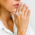 thumbnail image 4 of Rhodium Plated Sterling Silver 925 Simulated Pearl Burst Open Ring White CZ Female Size 8, 4 of 4
