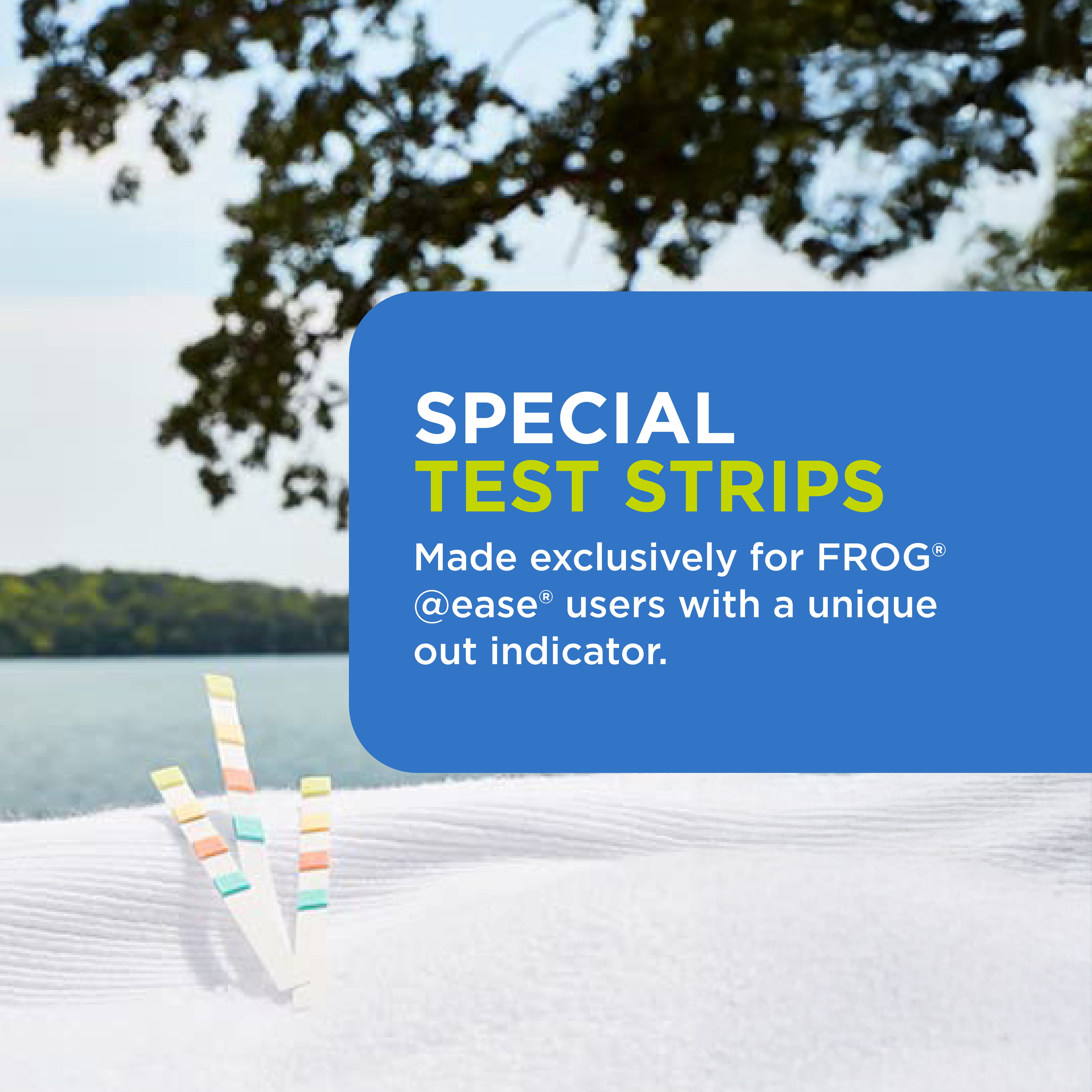 FROG @ease Test Strips for Hot Tubs and Swim Spas - Test Strip with Out Indicator for FROG @ease SmartChlor Cartridges, pH, Total Alkalinity and Total Hardness - 2 pack