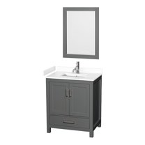 Wyndham Collection Sheffield 30" Mirror Wood Single Bathroom Vanity in Dark Gray
