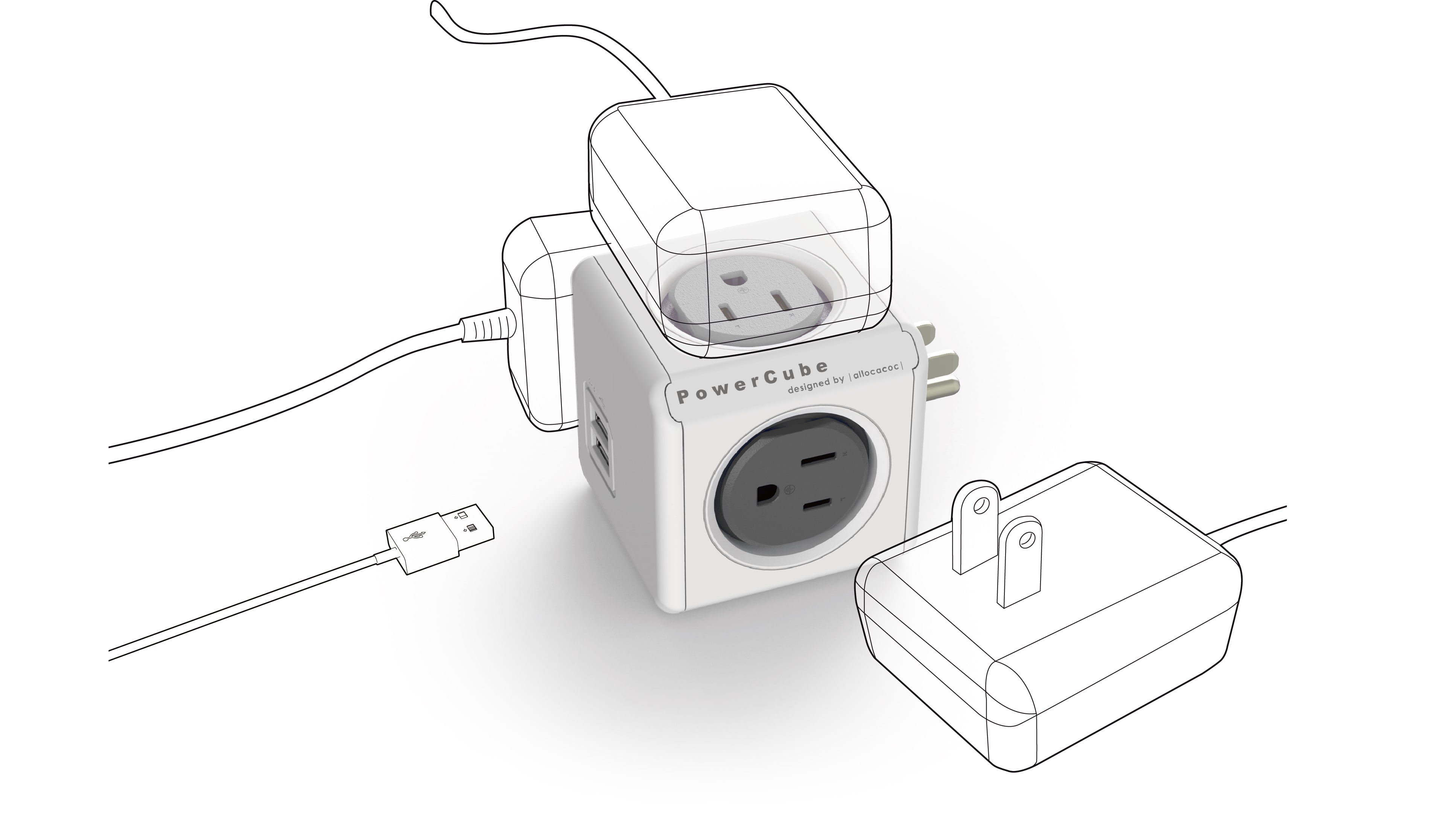 PowerCube-Cubic shaped 4 outlet plug with a switch-Original Remote –
